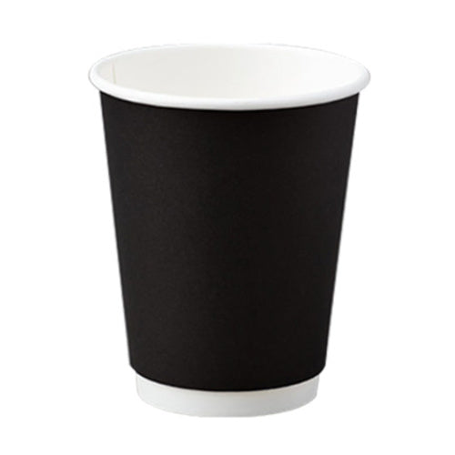Black Double Wall 90mm Disposable Cup 12oz  25Pk