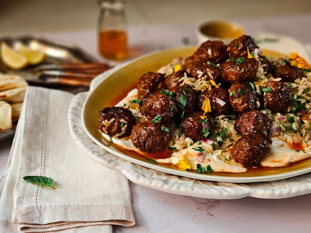 Lamb Meatballs with Lemon Rice & Flatbreads