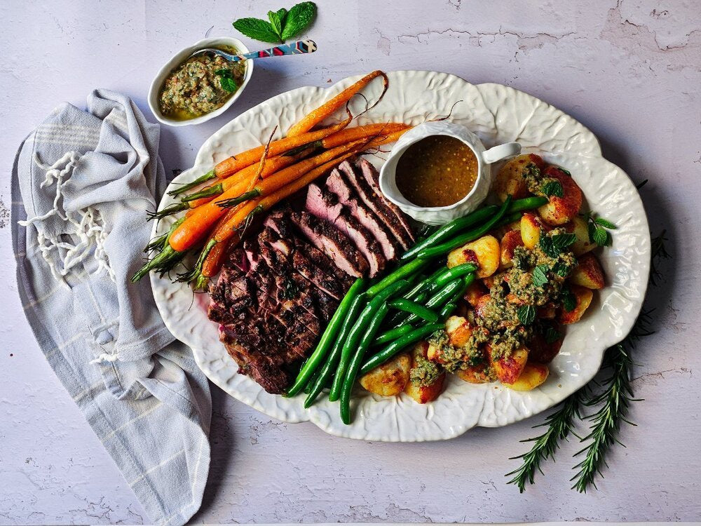 Lamb Roast with Minted Pesto Potatoes (excluding meat)