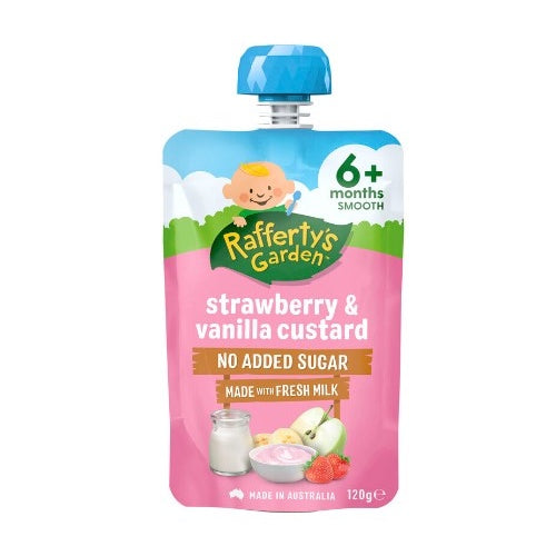 Rafferty's Garden Strawberry & Vanilla Custard Baby Pouch 6+months 120g