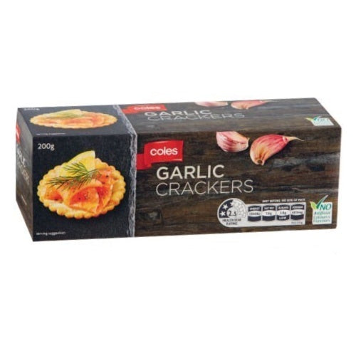 Coles Garlic Crackers 200g