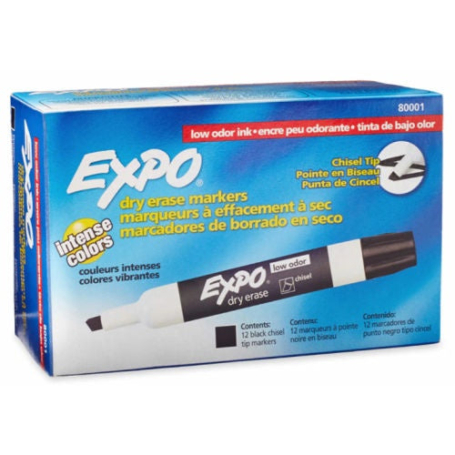 Expo Black Chisel Tip Whiteboard Marker 12pk