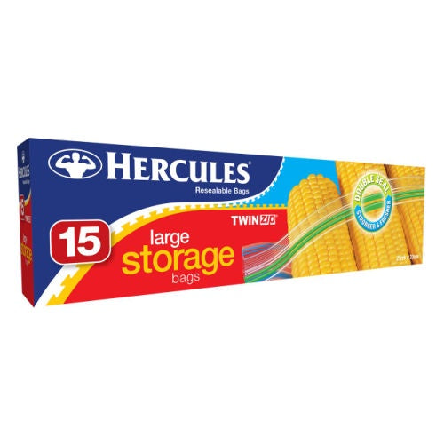 Hercules Click Zip Large Storage Bags 15pk