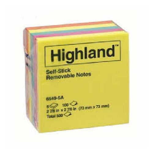 Highland Colours Self Stick Removable Notes 500pk