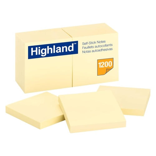 Highland Yellow Self-Stick Notes 1200/12pk