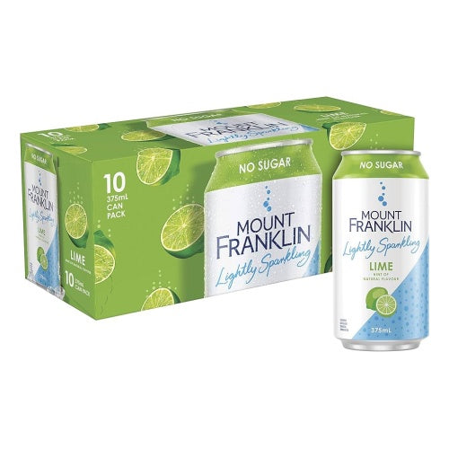 Mount Franklin No Sugar Lime Lightly Sparkling Water  375ml x10pk