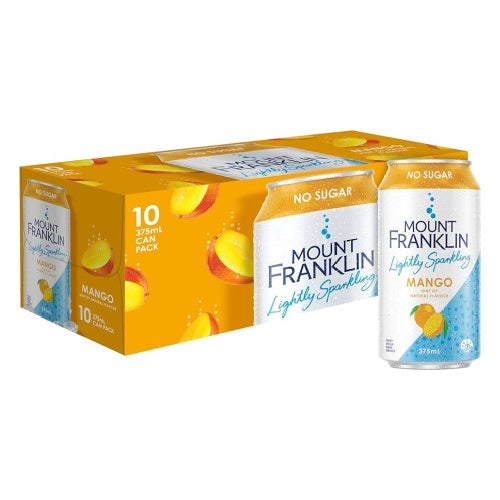 Mount Franklin No Sugar Mango Lightly Sparkling Water  375ml x10pk