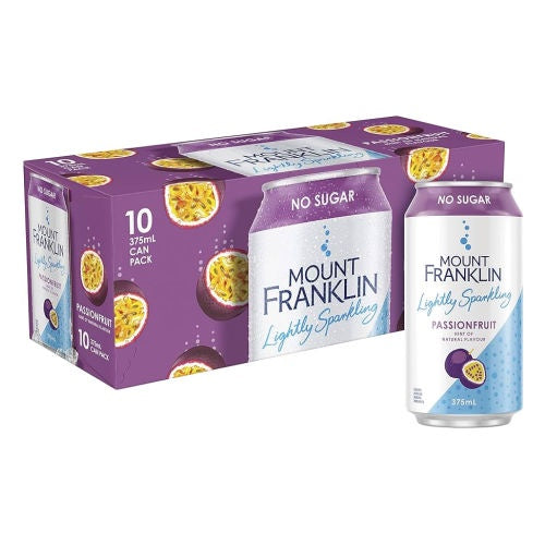 Mount Franklin No Sugar Passionfruit Lightly Sparkling Water 375ml x10pk