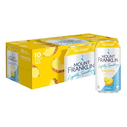 Mount Franklin No Sugar Pineapple Lightly Sparkling Water  375ml x10pk