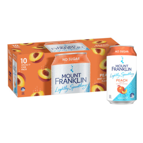 Mount Franklin No Sugar Peach Lightly Sparkling Water 375ml x10pk