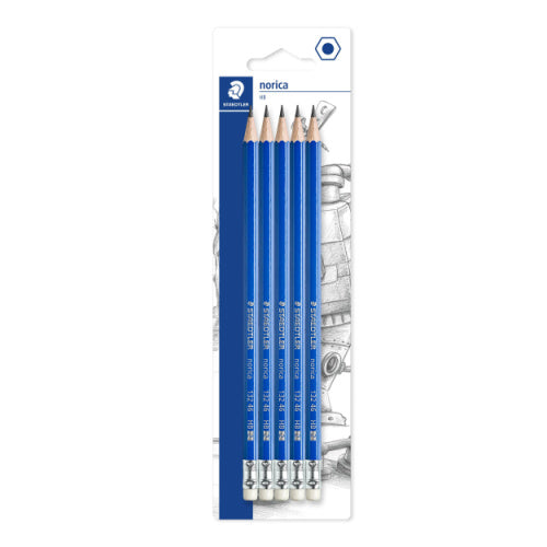 Staedtler Norica eraser topped pencils 5pk