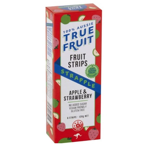 True Fruit Strapple Apple & Strawberry Fruit Strips 120g 6pk