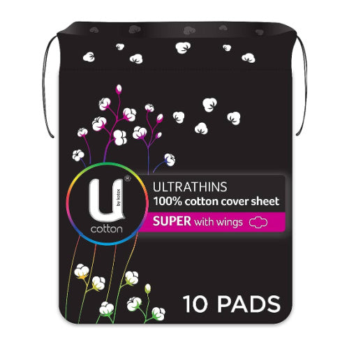 U by Kotex Ultrathins Cotton Super Wings 10 Pads