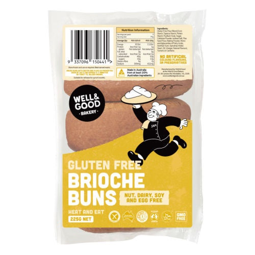 Well & Good Brioche Buns GF 225g 3Pk