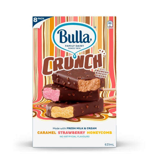 Bulla Crunch Caramel, Strawberry & Honeycomb 8 Pack