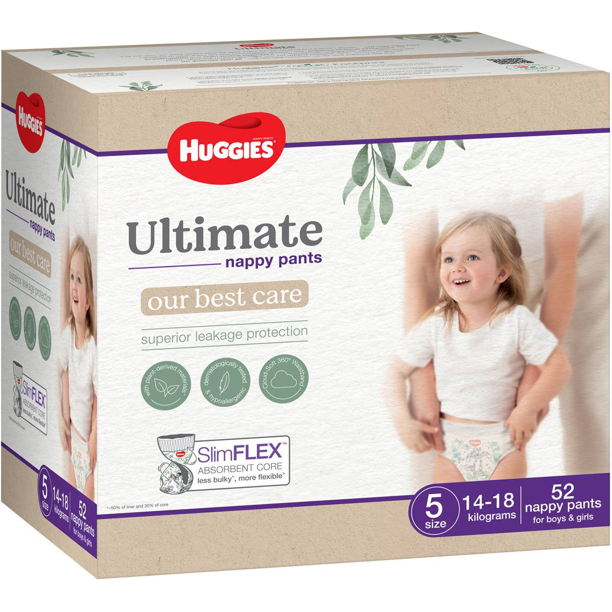 Huggies Pure Care Nappy Pants Size 5 52pk