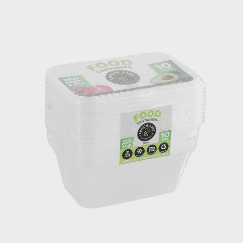 Lemon&Lime Disposable Food Containers Rectangle 300ml 10 pack