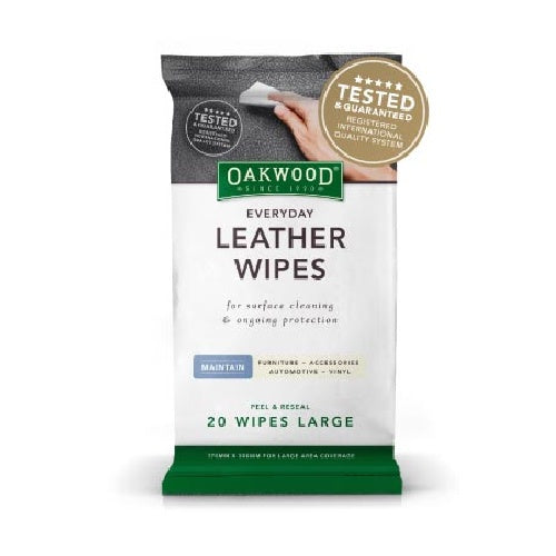 Oakwood Leather Wipes 170mm x 300mm   20pk