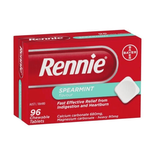 Rennie Spearmint Indigestion and Heartburn Relief Tablets 96pk