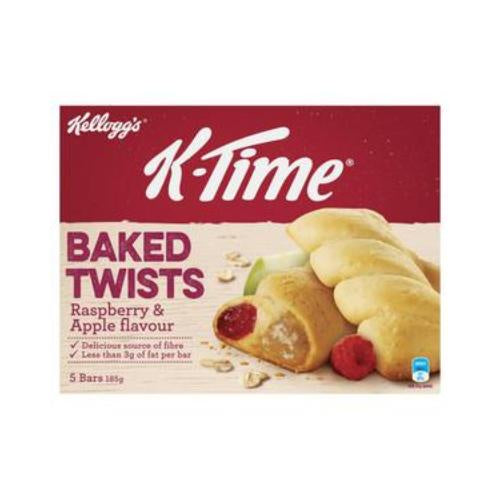 Kelloggs K-Time Baked Twists Raspberry & Apple 5 Bars 185g