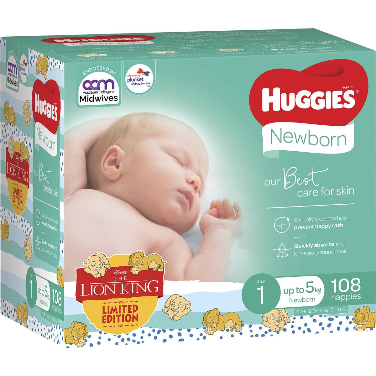 Huggies Newborn Nappies Size 1 108pk