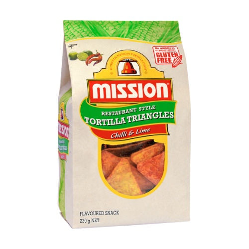 Mission Corn Tortilla Triangles Chilli & Lime 230g