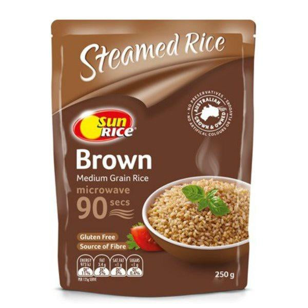 SunRice Steamed Brown Medium Grain Rice 250g