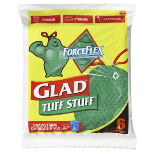 Glad Tuff Stuff Forceflex Garbage Bags Drawstring 6s