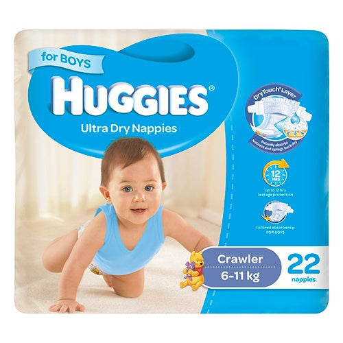 Huggies Ultra Dry Nappies Boys Size 3 22pk