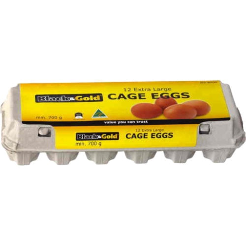 Black & Gold Extra Large Cage Eggs Dozen 700g