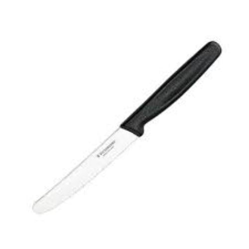 Victorinox Tomato & Table Knife 11cm Round Tip Wavy Edge Black