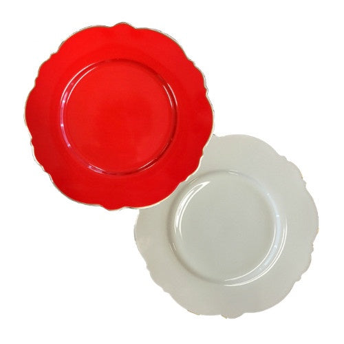 Blue Cadeaux Dessert Plates - Set of 2 Red and White