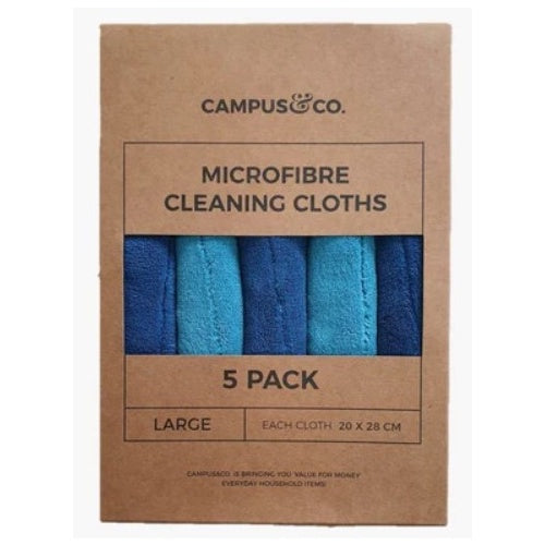 Campus & Co Double Layer Aqua Microfibre Cleaning Cloth 20x28 5Pack