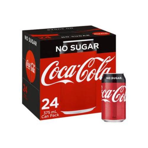 Coca Cola Coke No Sugar 24 Cans x 375ml