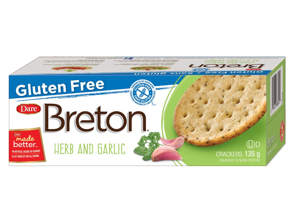 Dare Breton Herb & Garlic Crackers Gluten Free 135g