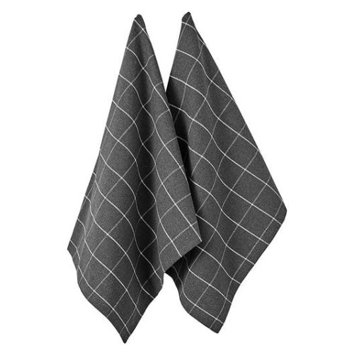 Ladelle Eco Check Charcoal 2pk Kitchen Tea Towel