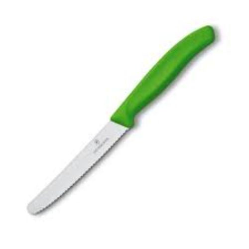 Victorinox Tomato & Table Knife 11cm Round Tip Wavy Edge Green