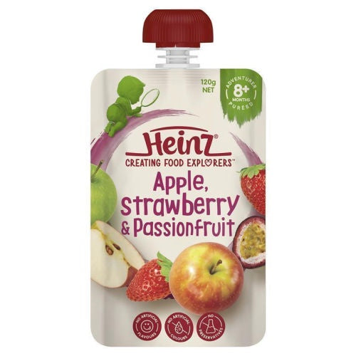 Heinz Baby Food 8+ Months Apple, Strawberry & Passionfruit 120g