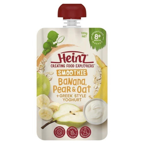 Heinz Baby Food Smoothie 8+ Months Banana Pear Oat & Greek Yoghurt  120g