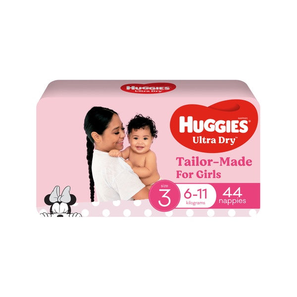 Huggies Ultra Dry Nappies Girls Size 3 44pk