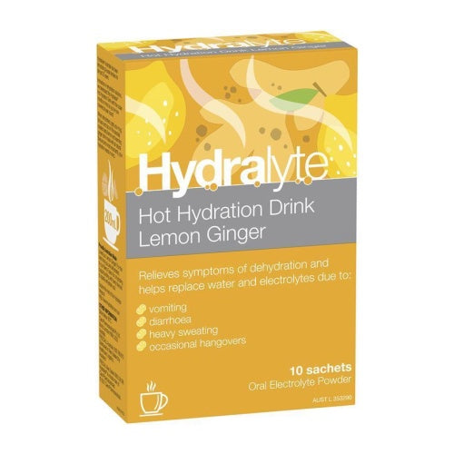 Hydralyte Hot Hydration Drink Lemon Ginger 10 Pack