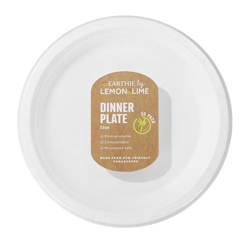 Lemon & Lime Disposable Sugarcane Dinner Plate 23cm 30pk