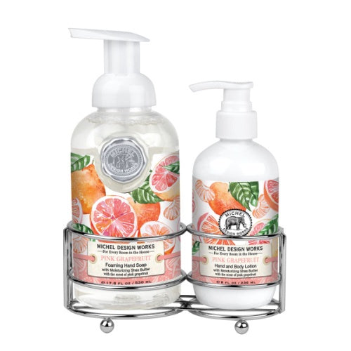 Michel Design Works Pink Grapefruit Handcare Caddy Hand Wash and Lotion Set