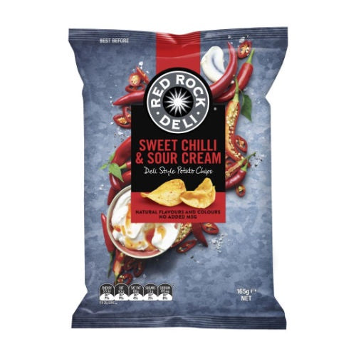 Red Rock Deli Potato Chips Sweet Chilli and Sour Cream 165g