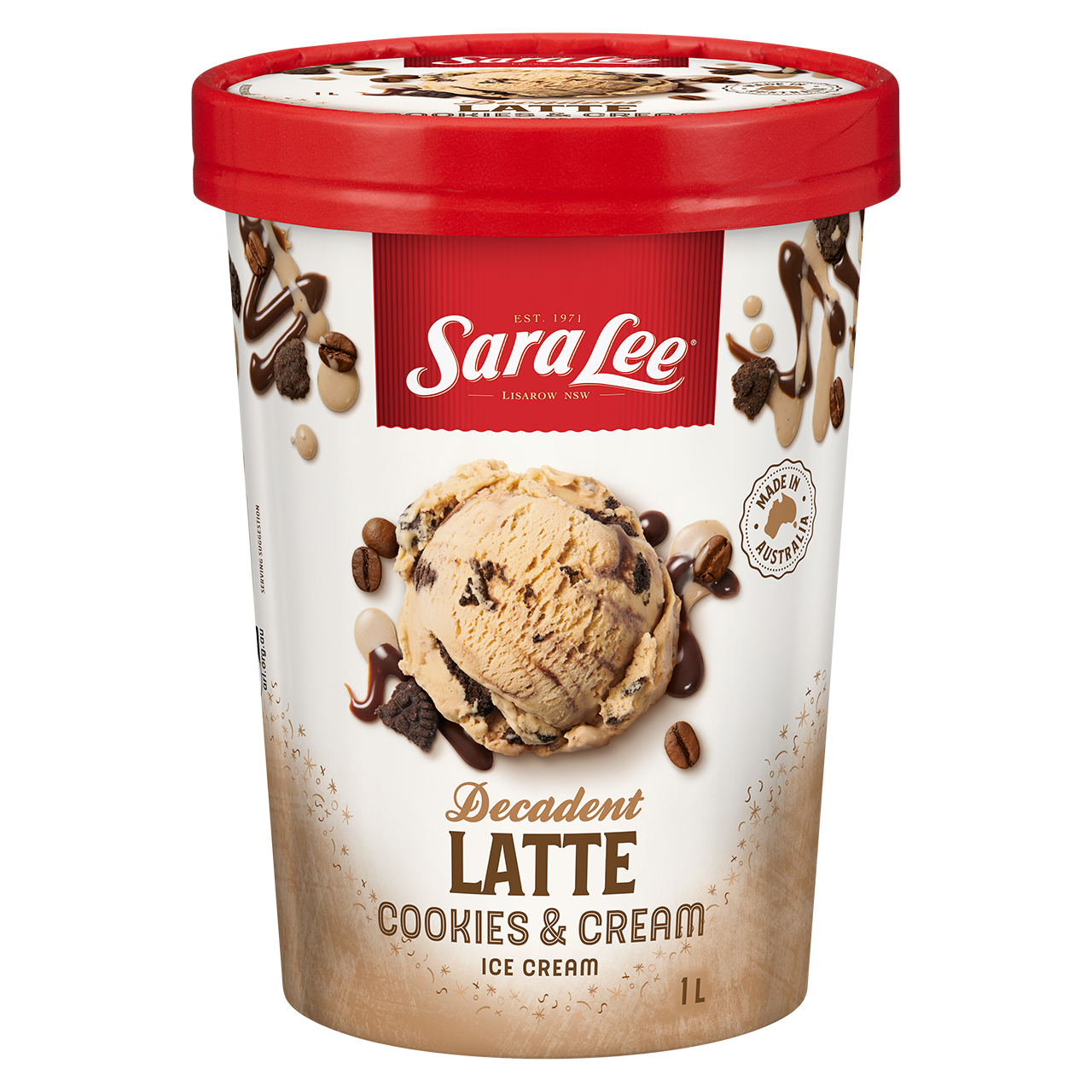 Sara Lee Decadent Latte Cookies & Cream Ice Cream 1L