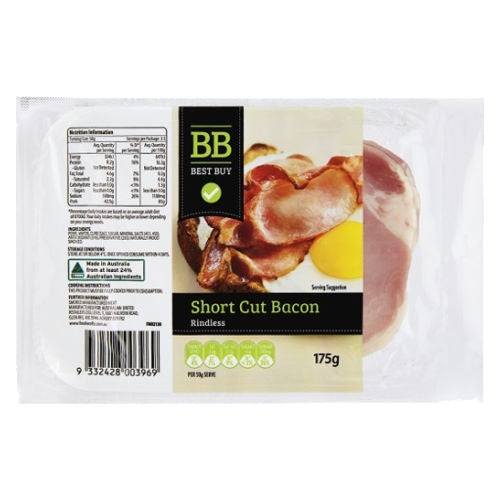 Best Buy Short Cut Rindless Bacon 175g