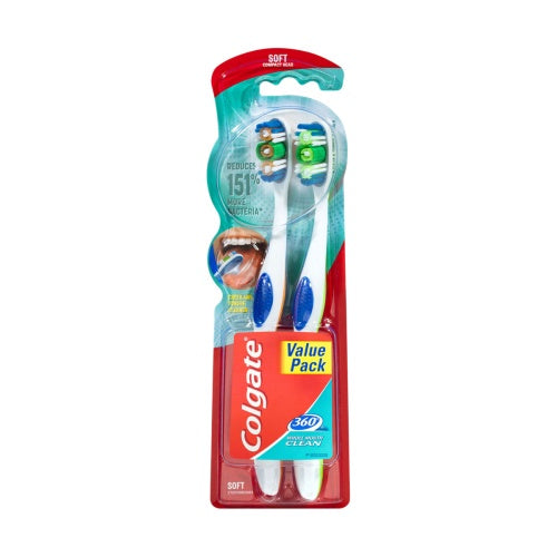 Colgate 360 Degrees Whole Mouth Clean Toothbrush Soft 2 Pk