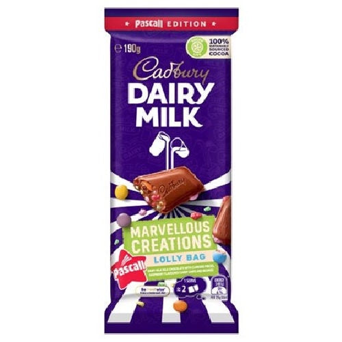 Cadbury Marvellous Creations Pascall Lolly Bag Chocolate Block 190g