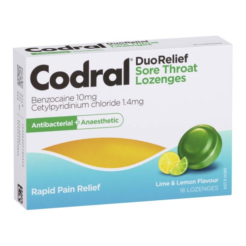 Codral Lime Lemon Sore Throat Lozenges  16pk