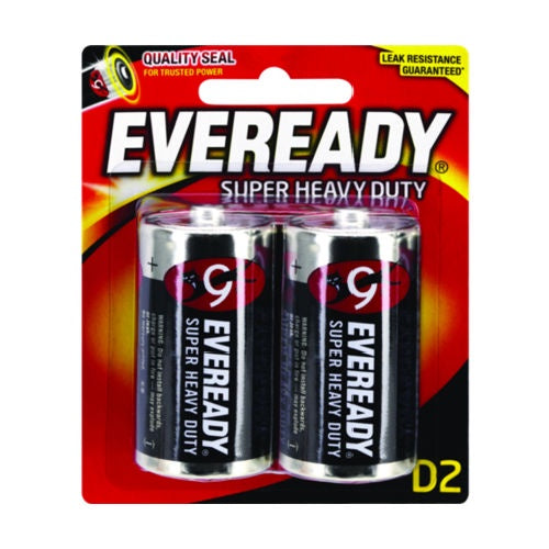 Eveready Black Super Heavy Duty D Batteries 2pk